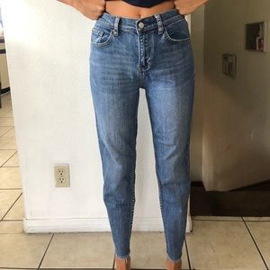 PacSun High Waisted Straight Leg frayed hem jeans